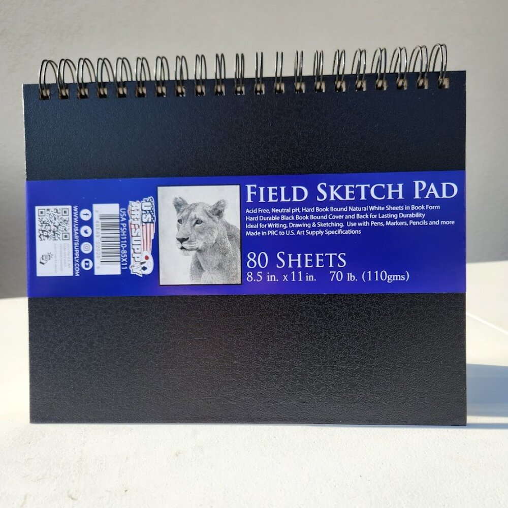 U.S. Art Supply 8.5" x 11" Premium Hardcover Sketch Book 80 Sheets 70 lb (110gsm